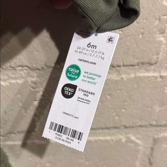 Carter's Green Dinosaur Fleece 2 piece jogger Set baby boy 6 months NEW - Picture 2 of 3